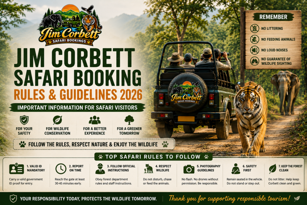 Jim Corbett Safari Booking Rules and Guidelines 2026 for visitors planning a safari in Corbett National Park.