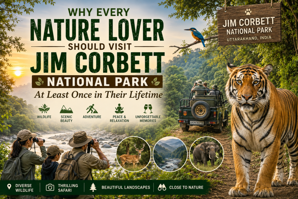 Nature lovers enjoying wildlife and scenic landscapes in Jim Corbett National Park