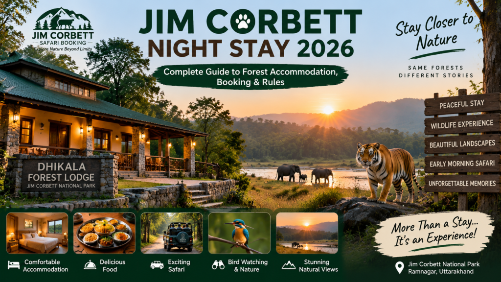 Jim Corbett Night Stay 2026 with Dhikala Forest Lodge, jungle accommodation and wildlife experience