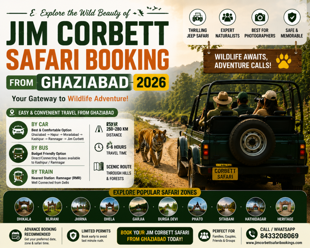 Jim Corbett Safari Booking from Ghaziabad 2026 with Jeep Safari, wildlife and travel guide