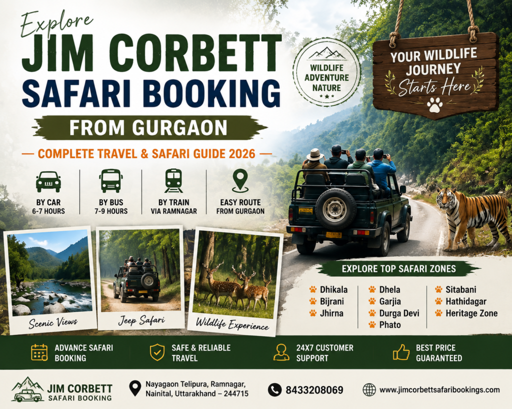Jim Corbett Safari Booking from Gurgaon 2026 with Jeep Safari, wildlife and travel guide