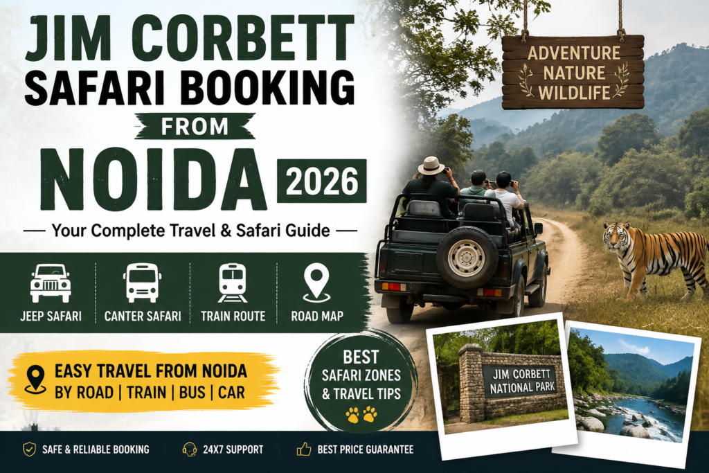 Jim Corbett Safari Booking from Noida 2026 with Jeep Safari, wildlife and travel guide