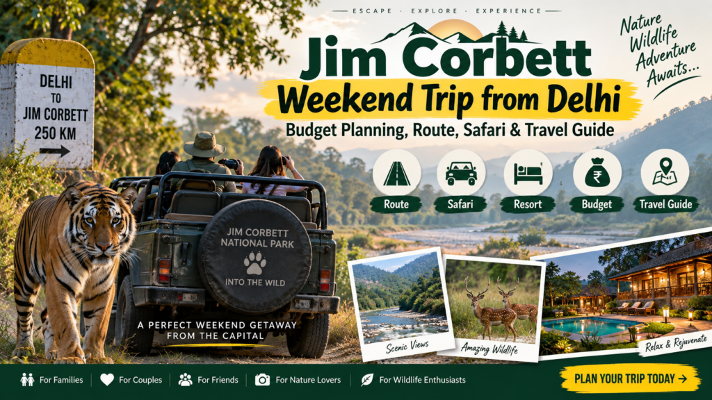 Jim Corbett Weekend Trip from Delhi with Jeep Safari, Resort Stay and Wildlife Experience